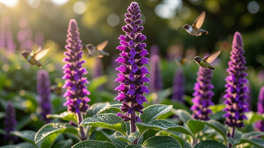 Salvia 'Bee's Bliss': Hummingbird Magnet with Purple Spikes