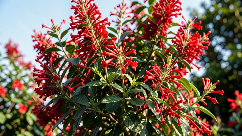 Weigela Florida with Fiery Red Flowers