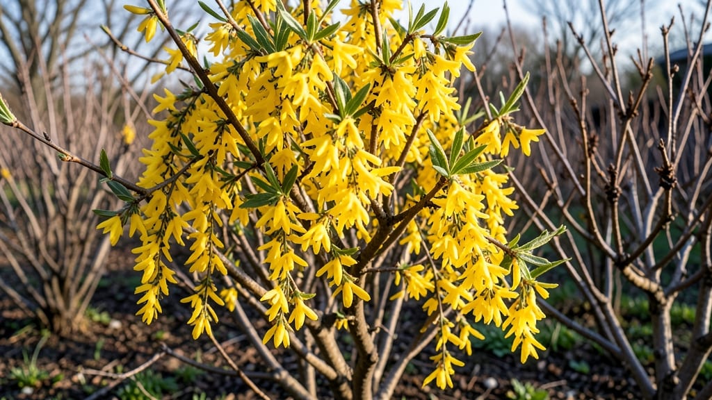 Forsythia with Cheerful Yellow Spring Blooms