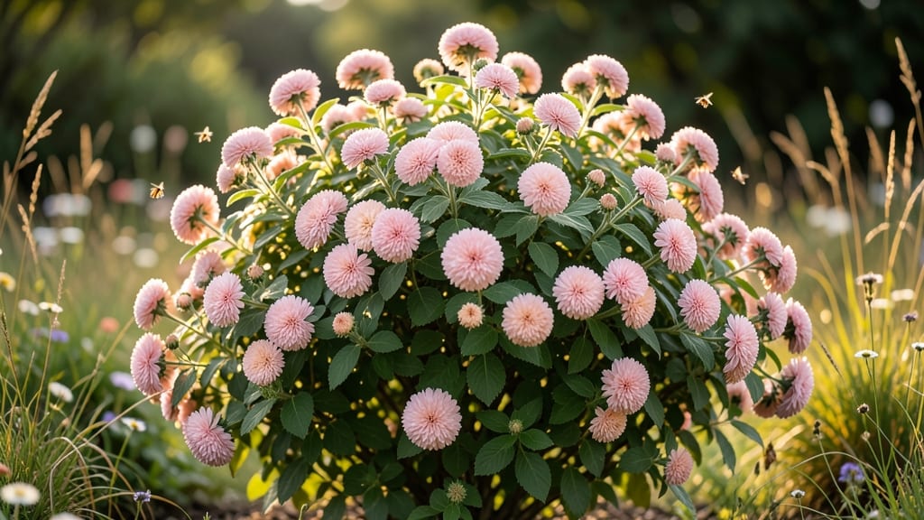 Spirea Anthonymii with Pink Pom-Pom Flowers