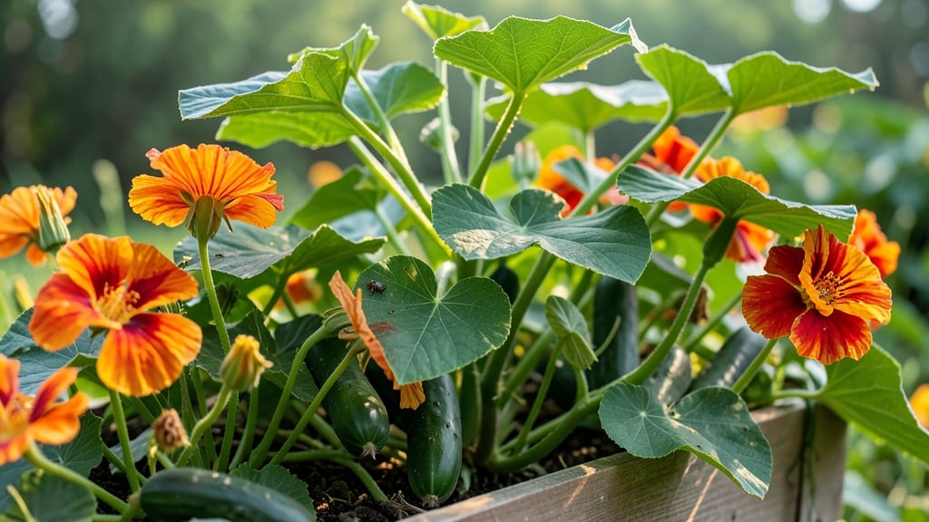 Nasturtium Flowers for Cucumber Protection